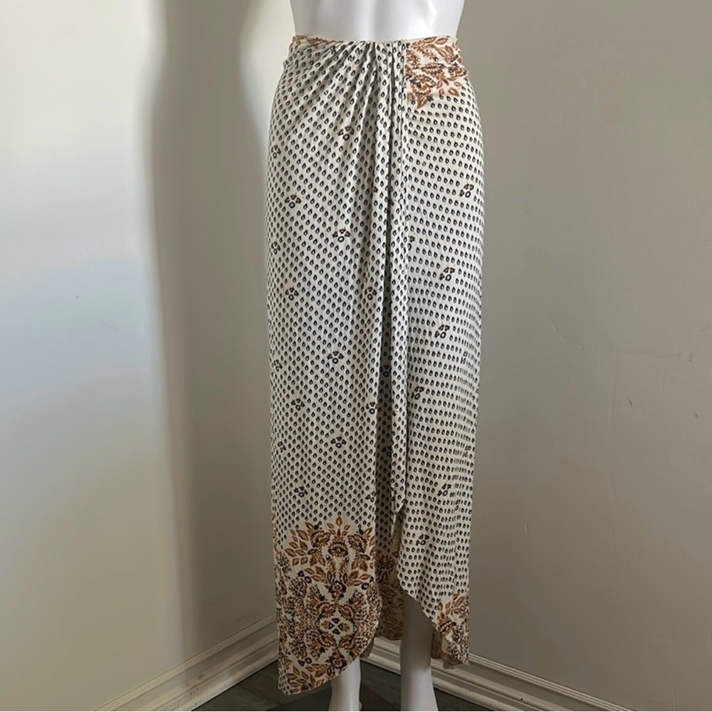 Free People Cream and Brown Maxi Skirt